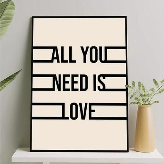 Imagem de Quadro All You Need Is Love 33X24Cm Preta