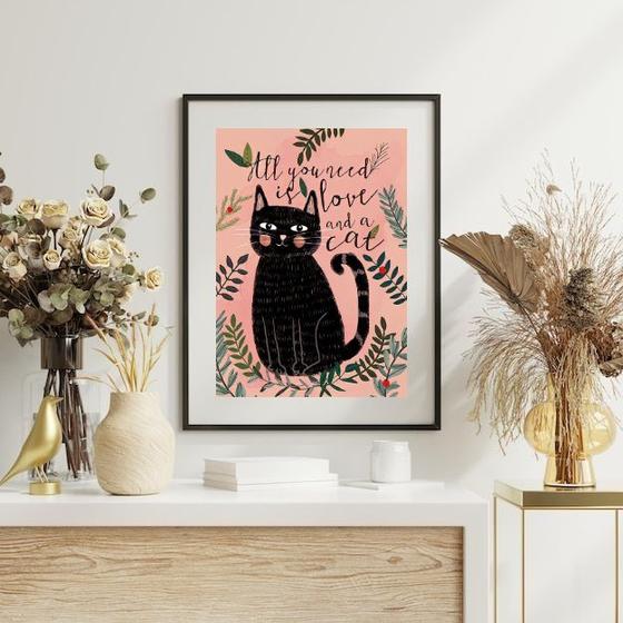 Imagem de Quadro All You Need Love And Cat - 60x48cm