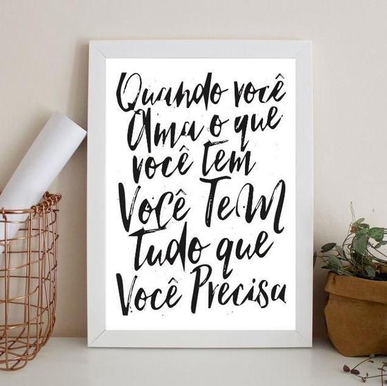 Imagem de Quadro Ame O Que Você Tem - Lei Atração 45X34Cm - Com Vidro