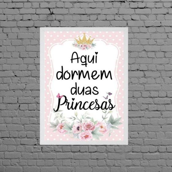 Imagem de Quadro Aqui Dormem Duas Princesas 24x18cm