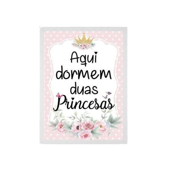 Imagem de Quadro Aqui Dormem Duas Princesas 33X24 Com Vidro - Preta