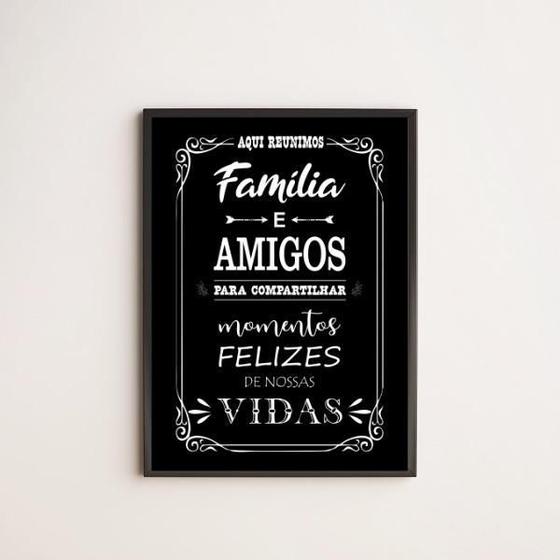 Imagem de Quadro Aqui Reunimos Família E Amigos 33X24Cm - Com Vidro