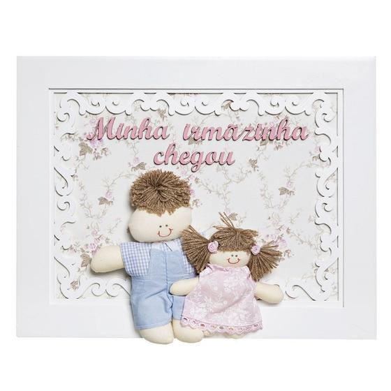 Imagem de Quadro Arabesco Com Irmãzinha Rosa Quarto Bebê Infantil