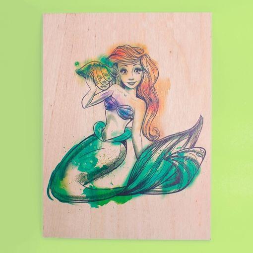 Imagem de Quadro Ariel Princesa Disney Aquarela