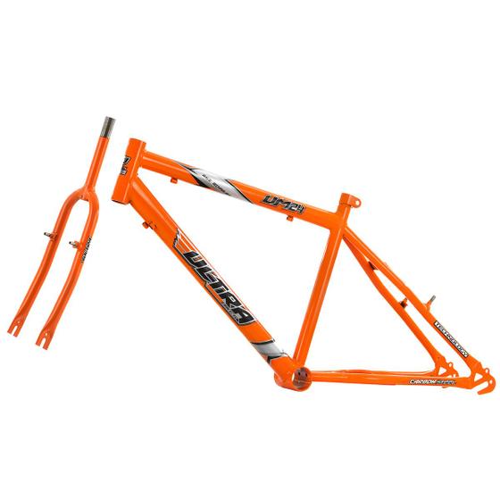 Imagem de Quadro Aro 24 Ultra Bikes em Aço Carbono com Garfo Masculina Chrome Line Orange
