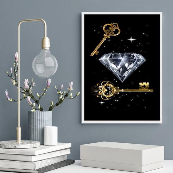 Imagem de Quadro Arquétipo Chaves e Diamante 24x18cm - com vidro