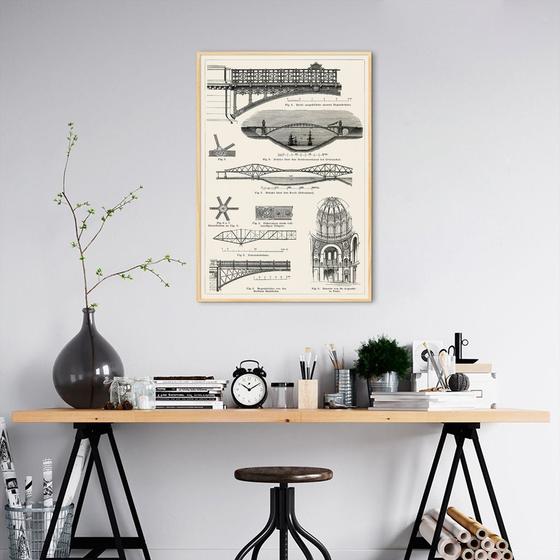 Imagem de Quadro Arquitetura em Ferro de 1894 86x60 Filete Marfim Moldura Filete, Marfim
