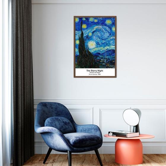 Imagem de Quadro Art Collection Starry Night 60x43 Caixa Marrom Moldura Caixa, Marrom Cafe