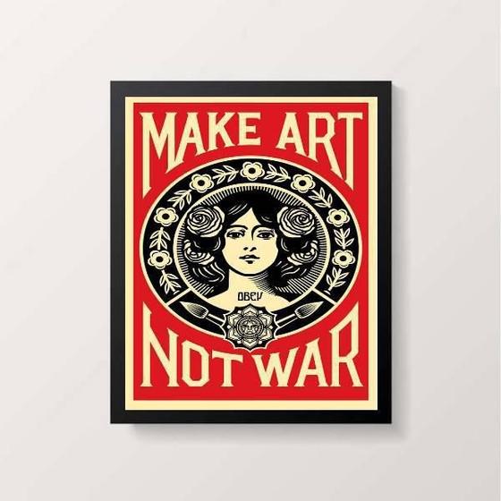 Imagem de Quadro Art Nouveau Make Art Not War 24X18Cm Preta