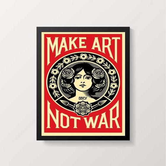 Imagem de Quadro Art Nouveau Make Art Not War 33x24cm - com vidro