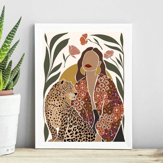 Imagem de Quadro Arte Boho Mulher 33x24cm - com vidro