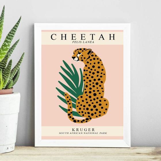 Imagem de Quadro Arte Boho Poster Leopardo 24x18cm - com vidro