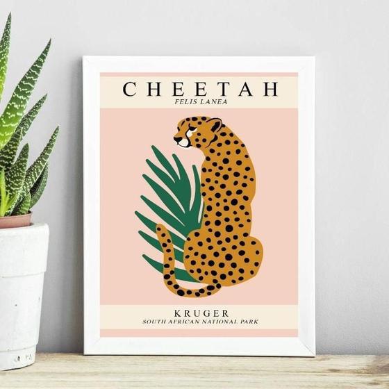 Imagem de Quadro Arte Boho Poster Leopardo 33X24Cm - Com Vidro