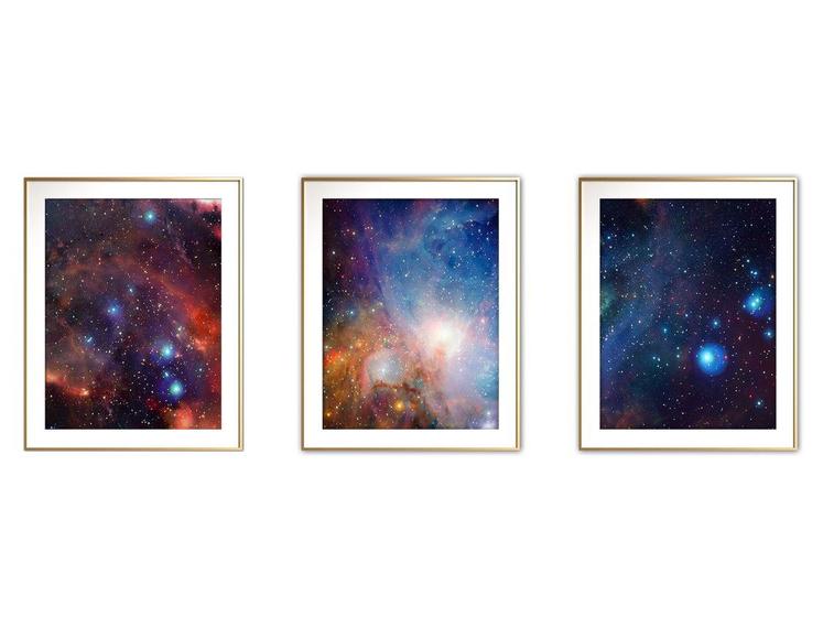 Imagem de Quadro arte canvas 30x66 universo colorido mod 114