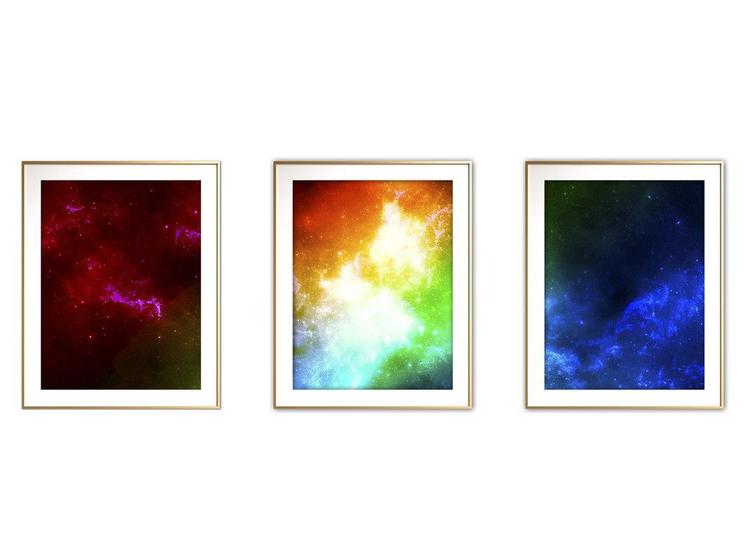 Imagem de Quadro arte canvas 45x96 universo colorido mod 80