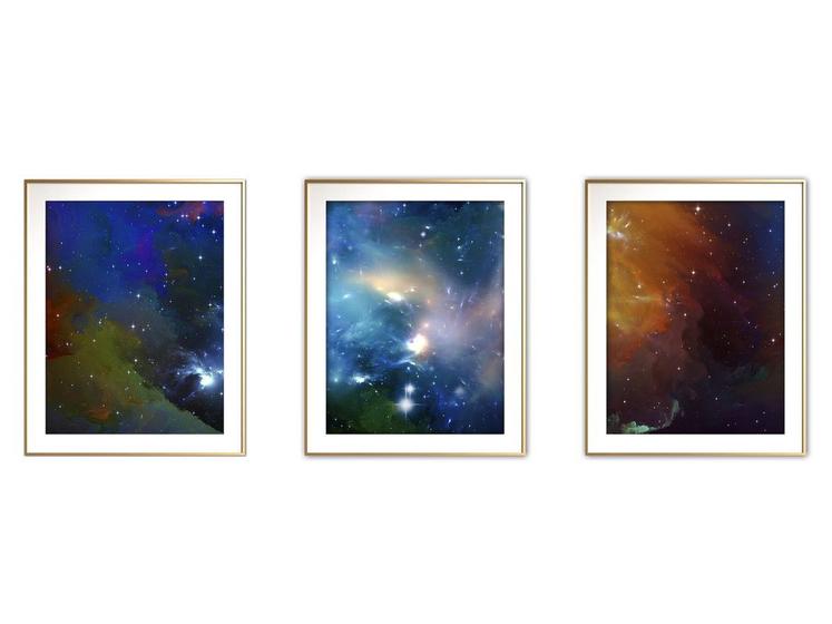 Imagem de Quadro arte canvas 55x110 universo colorido mod 53