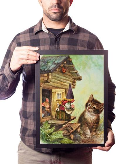 Imagem de Quadro Arte Casa Do Gnomo Rato E O Gato Decoração