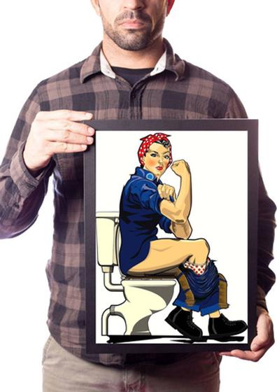 Imagem de Quadro Arte Feminista No Vaso Decoração Banheiro