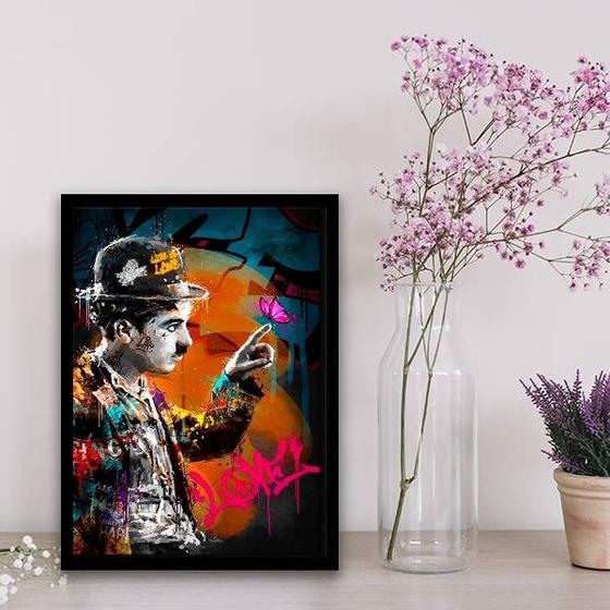 Imagem de Quadro Arte Grafite Chaplin 33x24cm - com vidro