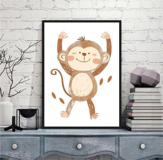 Imagem de Quadro Arte Infantil Macaquinho 33X24Cm - Com Vidro