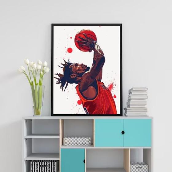 Imagem de Quadro Arte Jogador De Basquete 24x18cm