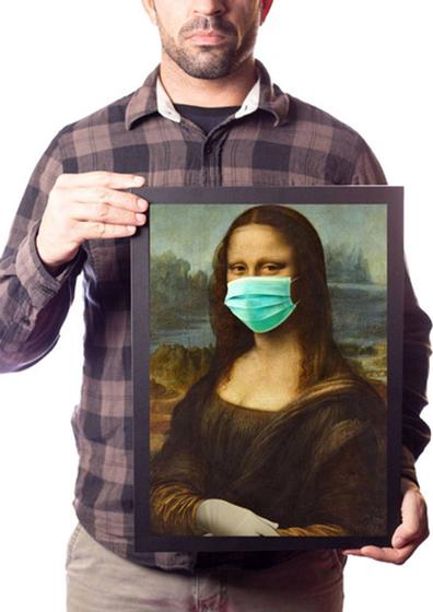 Imagem de Quadro Arte Mona Lisa De Mascara Poster Moldurado