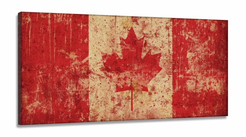 Imagem de Quadro Arte Mosaico Bandeira Canadá decorativo em Tecido Canvas