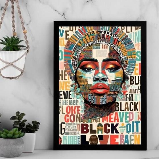 Imagem de Quadro Arte Mulher - Black Love 45X34Cm