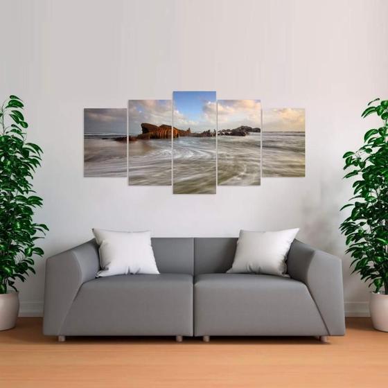 Imagem de Quadro Arte Paisagem Para Sala Quarto Mar Oceano Mosaico