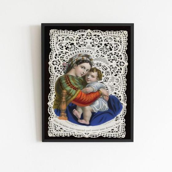 Imagem de Quadro Arte Sacra Maria E Menino Jesus 24x18cm - com vidro