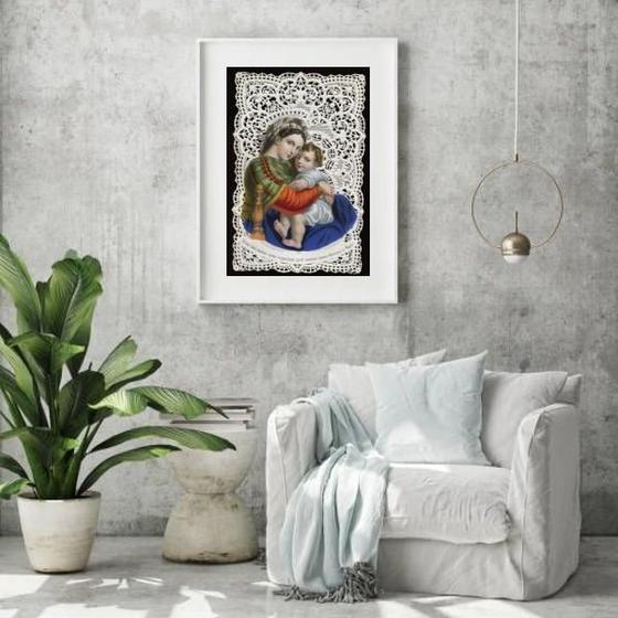 Imagem de Quadro Arte Sacra Maria E Menino Jesus - 60X48Cm