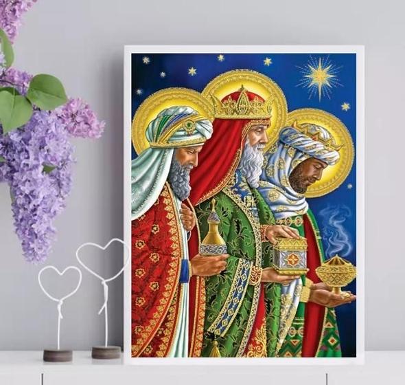 Imagem de Quadro Arte Sagrada 3 Reis Magos 45X34Cm - Com Vidro