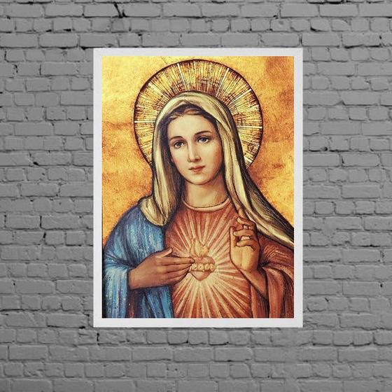 Imagem de Quadro Arte Sagrado Coração De Maria 24x18cm - com vidro