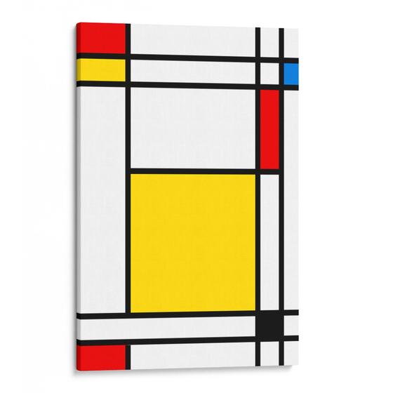 Imagem de Quadro Artesanal Mondrian Grid, Impresso em Alta Resolução, Tela Canvas 100% Algodão (40x60)