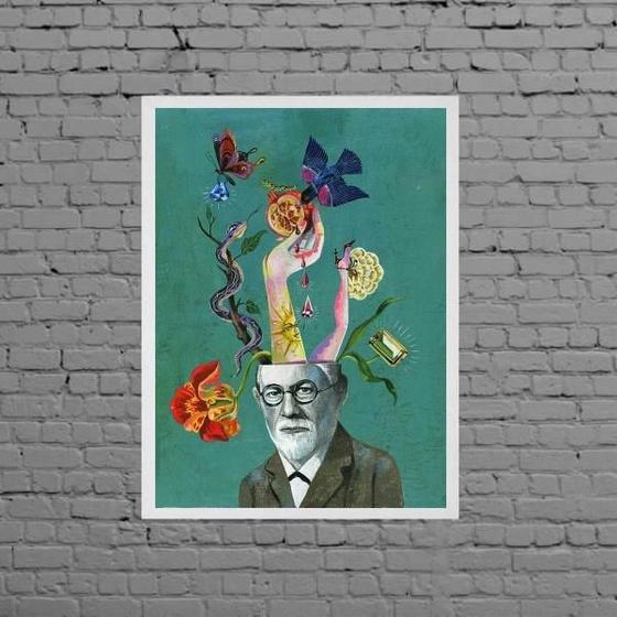 Imagem de Quadro Artístico Freud Colagem 33X24Cm - Com Vidro