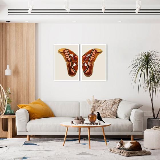 Imagem de Quadro Asas de Borboleta Boho 62x43 2-43x30 Caixa Branco Moldura Caixa, Branca