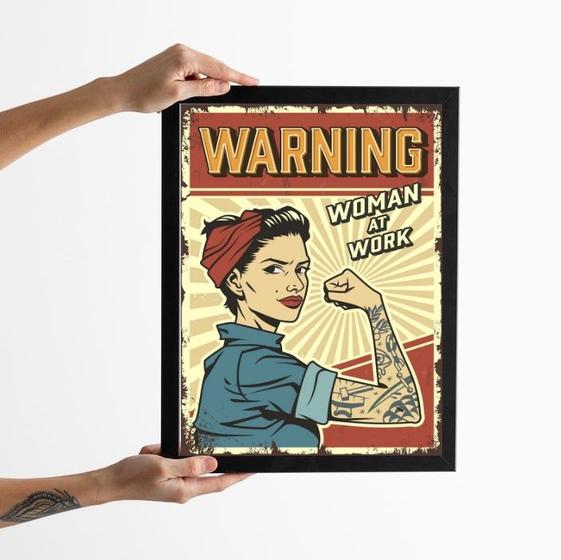 Imagem de Quadro Atenção Mulheres Trabalhando 45x34cm - com vidro