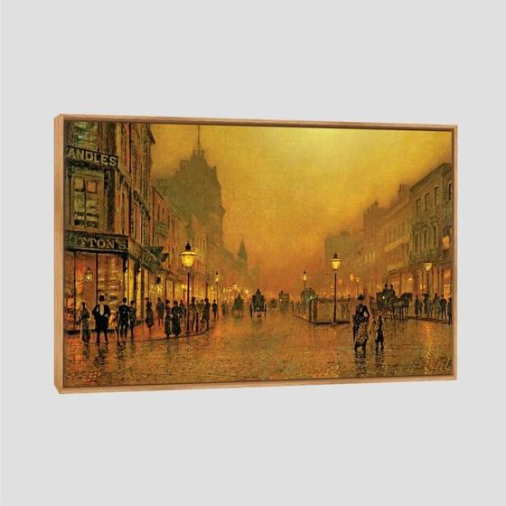 Imagem de Quadro Atkinson A Street At Night Tela Moldura Bege 45X30Cm