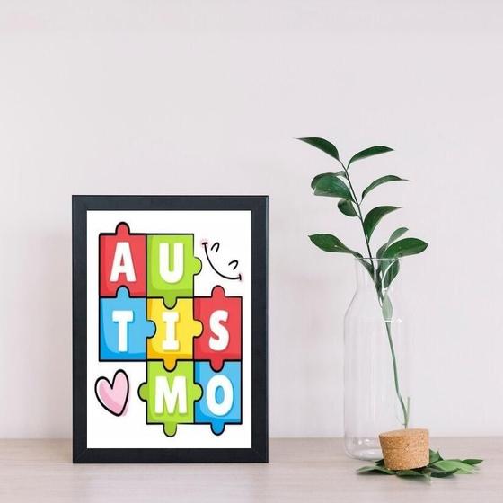 Imagem de Quadro Autismo - Quebra Cabeça 24X18Cm - Com Vidro