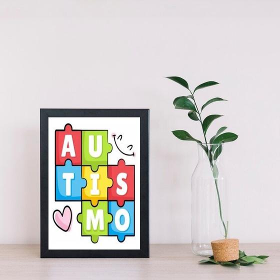 Imagem de Quadro Autismo - Quebra Cabeça 45x34cm - com vidro