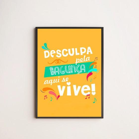 Imagem de Quadro Bagunça Fundo Amarelo 33x24cm - com vidro