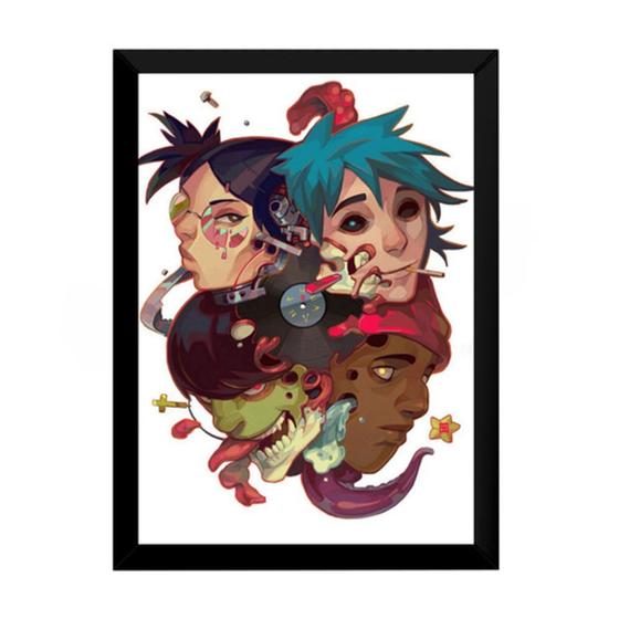 Imagem de Quadro Banda Gorillaz Rock Arte Moldura 42x29cm