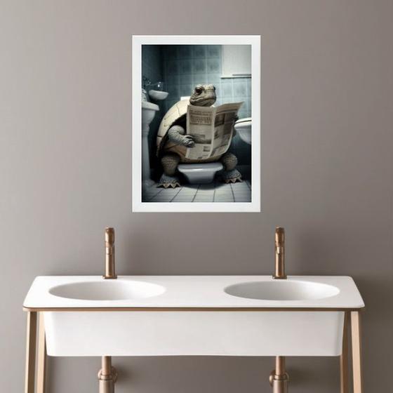 Imagem de Quadro Banheiro Coleção Animais - Tartaruga 45x34cm - com vidro