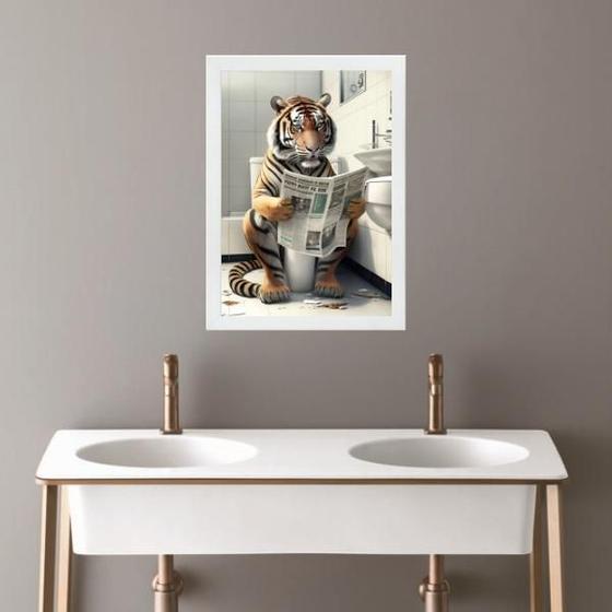 Imagem de Quadro Banheiro Coleção Animais - Tigre 24X18Cm - Com Vidro