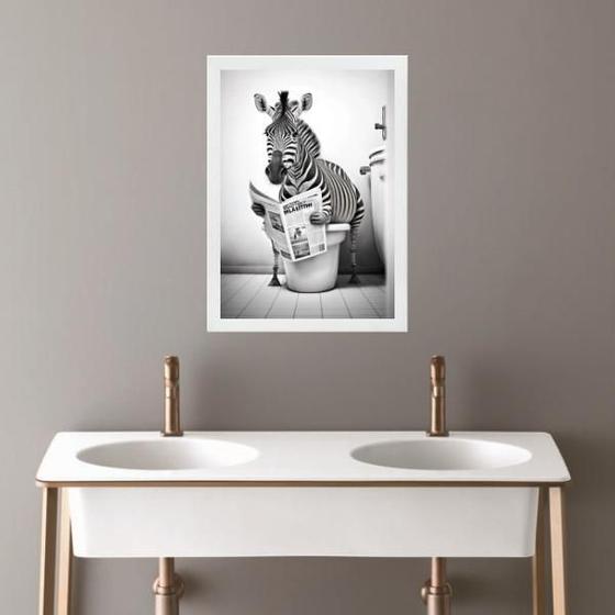 Imagem de Quadro Banheiro Coleção Animais - Zebra 33X24Cm - Com Vidro