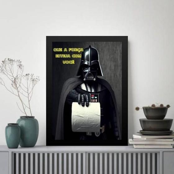 Imagem de Quadro Banheiro Darth Papel Higiênico 24X18Cm - Com Vidro