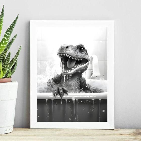 Imagem de Quadro Banheiro Infantil - Dinossauro 24X18Cm - Com Vidro