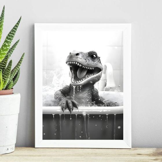 Imagem de Quadro Banheiro Infantil - Dinossauro 45x34cm - com vidro