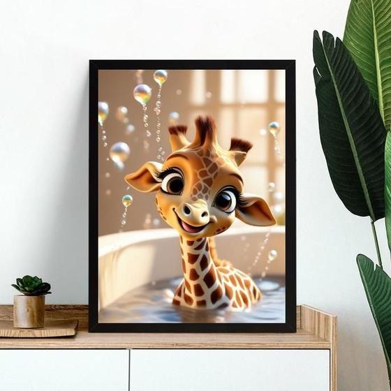 Imagem de Quadro Banheiro Infantil - Girafinha Baby 24X18Cm - Vidro