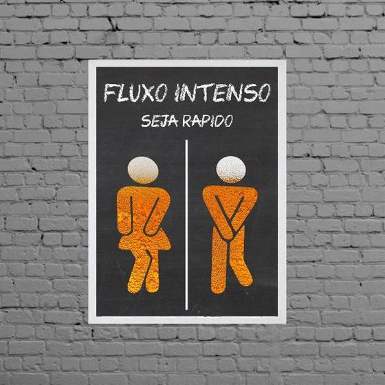 Imagem de Quadro Banheiro Unissex Bar Fluxo Intenso 33x24cm - com vidro